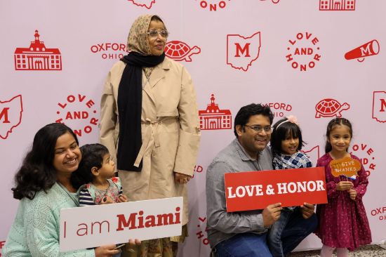 Family at a photo booth